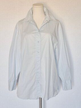 JASON WU Oversize Tunic Button-Down Shirt Long Sleeve Blue Cotton